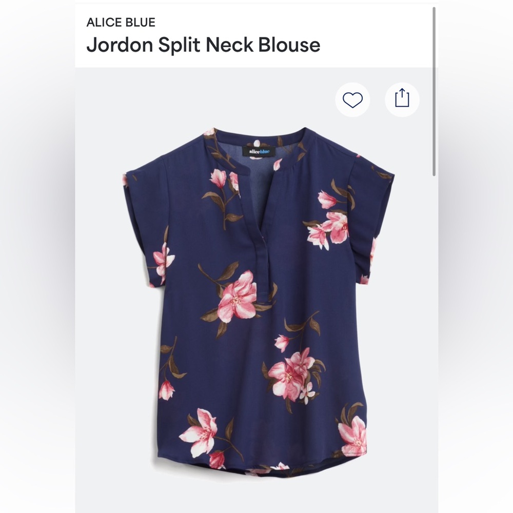 Floral Split Neck Short-Sleeve Blouse